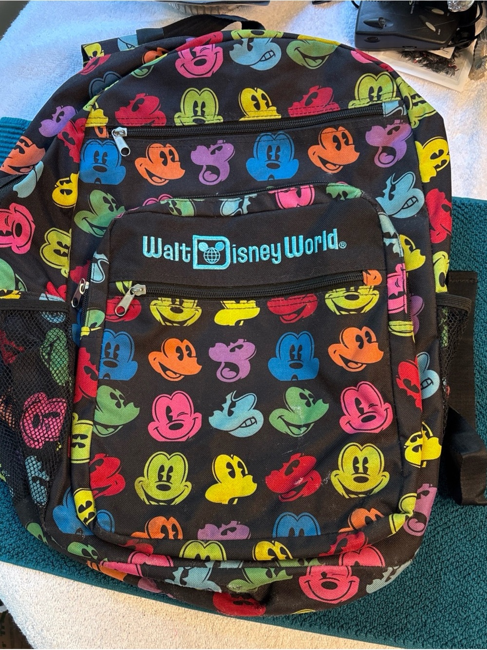 Disney World Authentic Multi Color Mickey Mouse Large Backpack